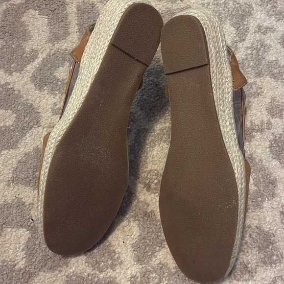 NWOT David Tate Leather Espadrilles - Nelly Size 9.5 Tan Summer Wedge - Picture 4 of 5
